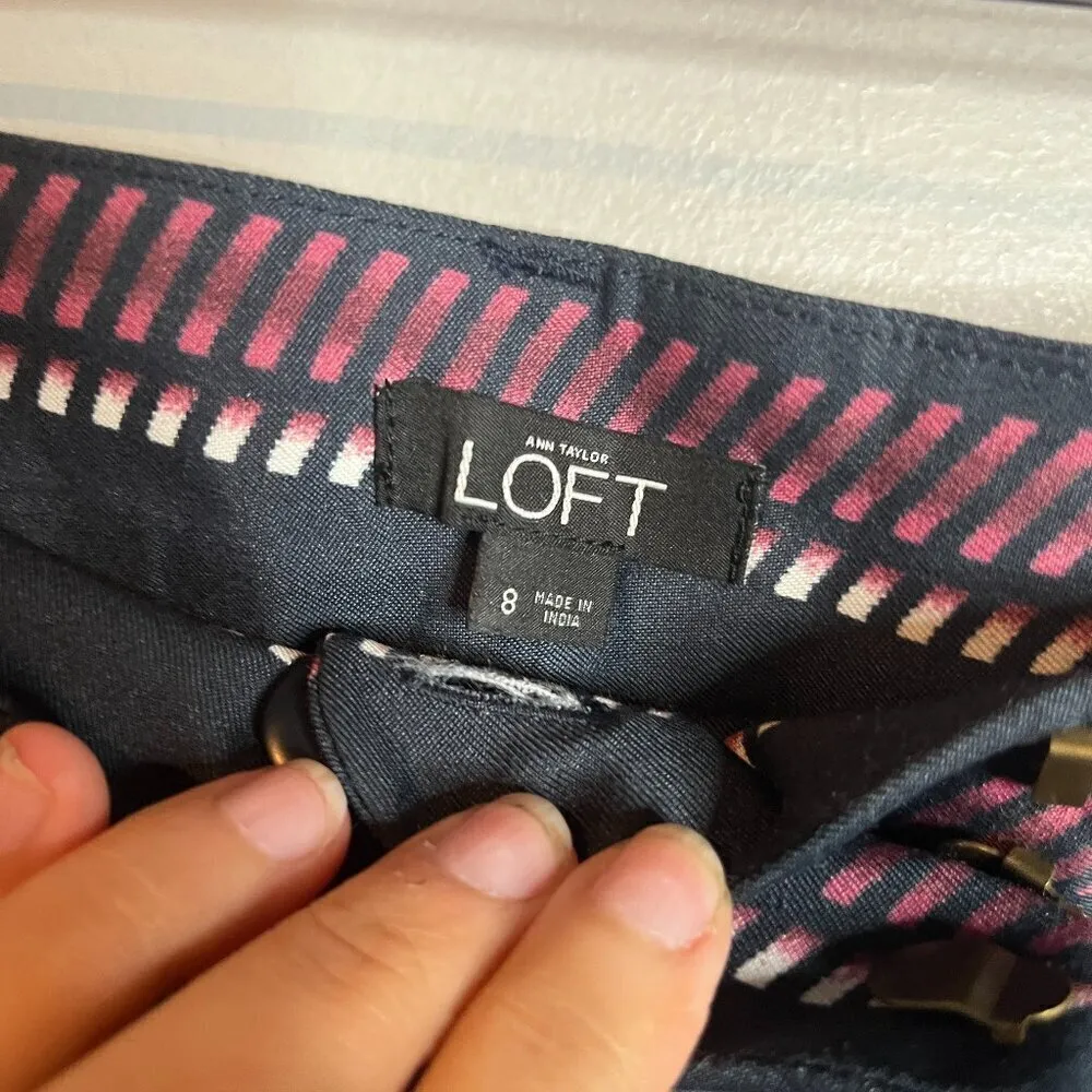 LOFT blue patterned wide leg pants - Image 3