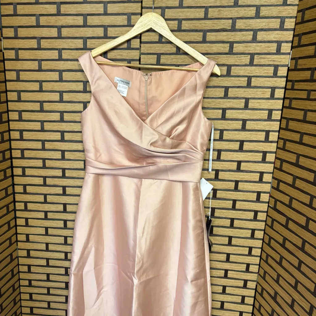 Alfred Sung Toasted Sugar Pale Pink‎ Maxi Formal Dress Size 10 - Image 3