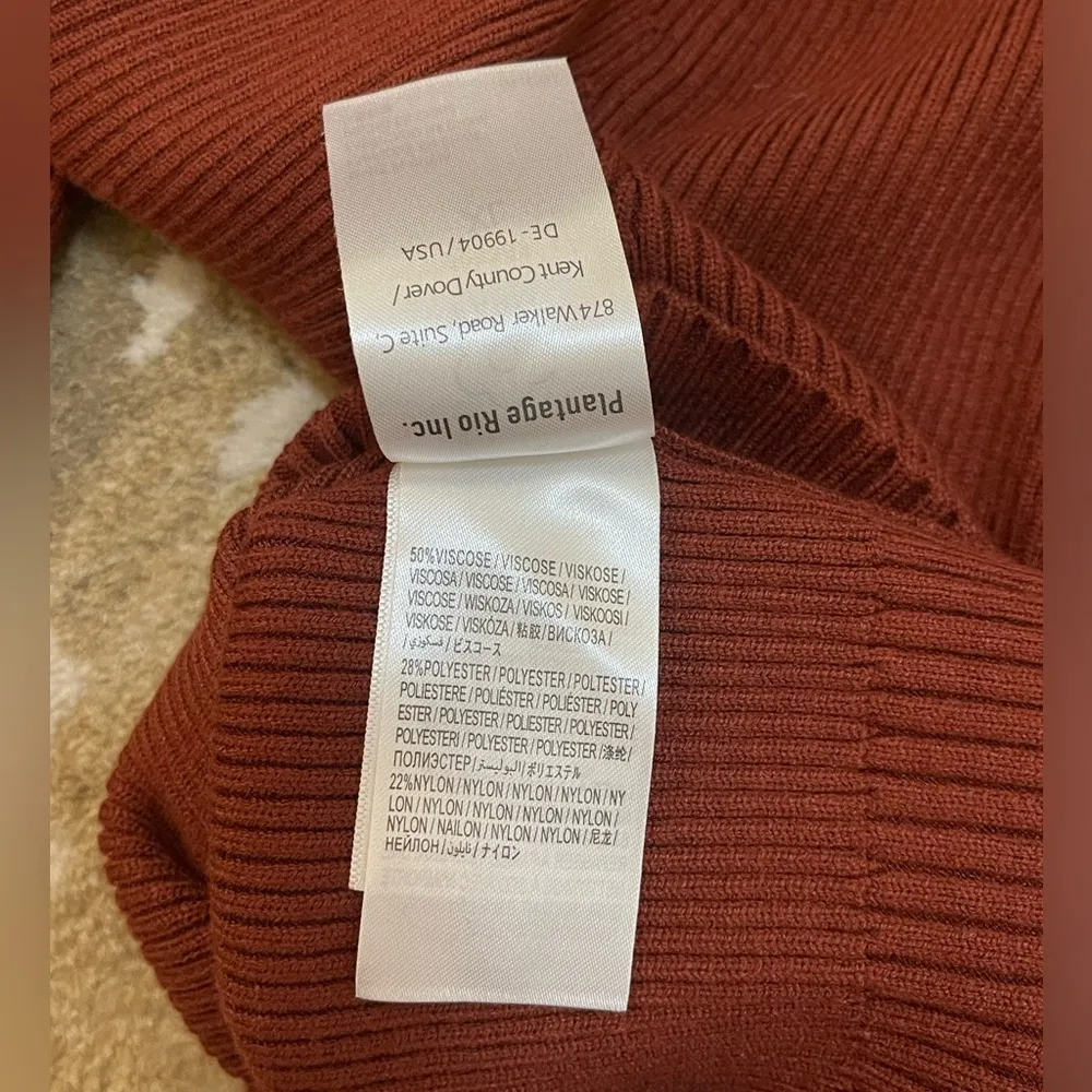 Farm Rio NWT brown knit ribbed turtleneck sweater blouse women’s size XL - Image 9