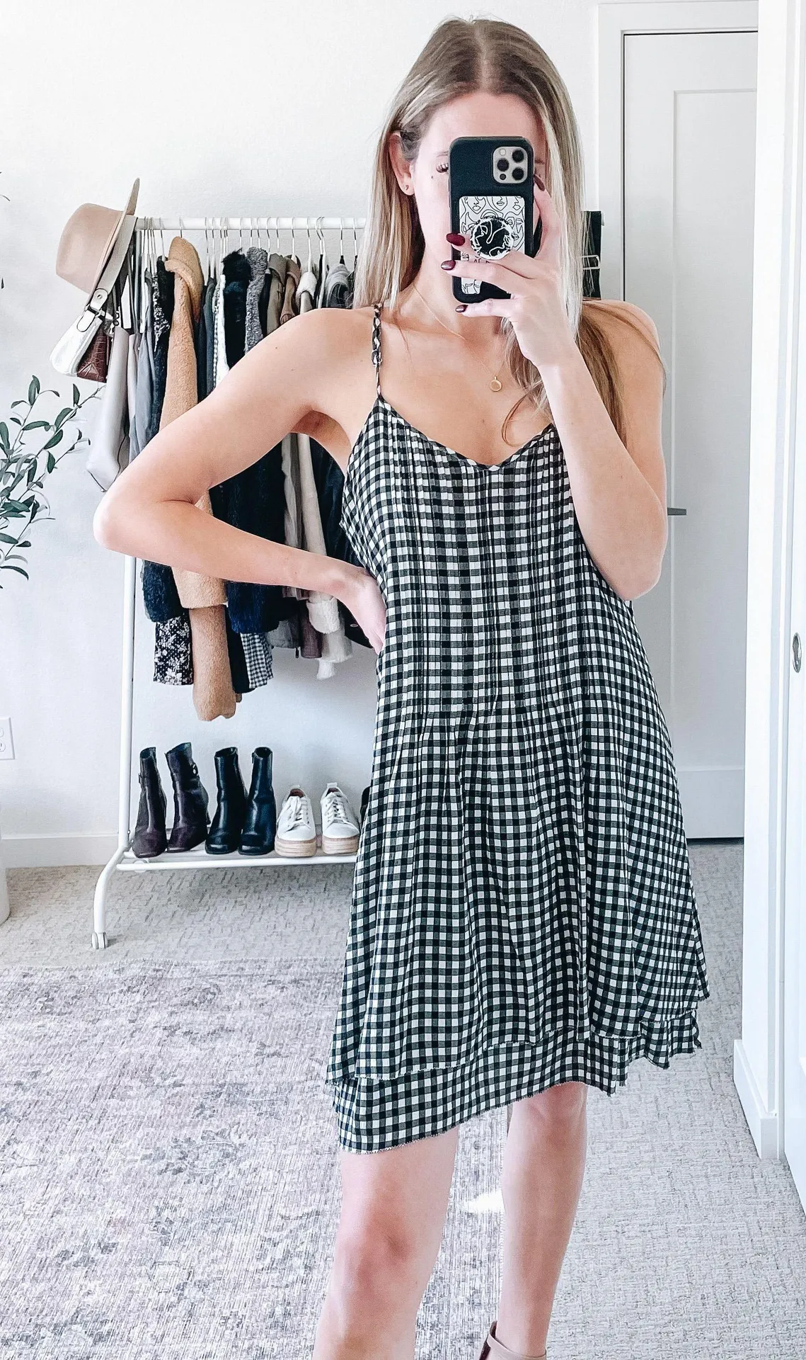 Black & White Gingham Layered Ruffle Mini Dress - Image 4