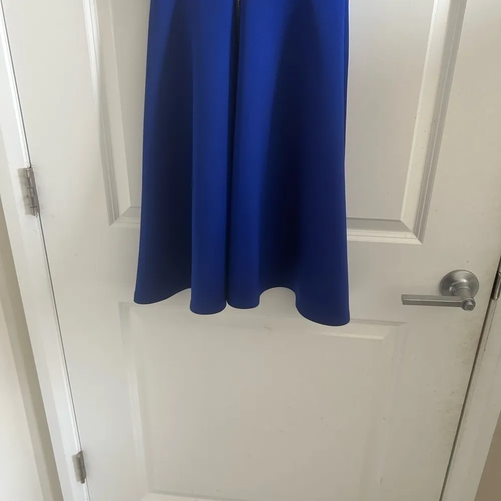 Milly Women’s Back Zip Sleeveless Round Neck Fit & Flare Midi Dress Blue… - Image 8