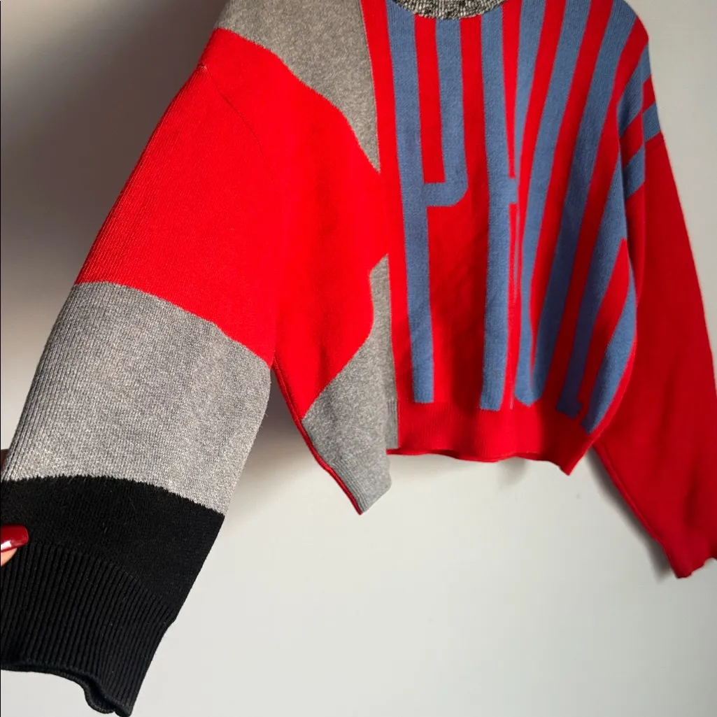 Proenza Schouler White Label Cropped Logo Jacquard Sweater Small - Image 6