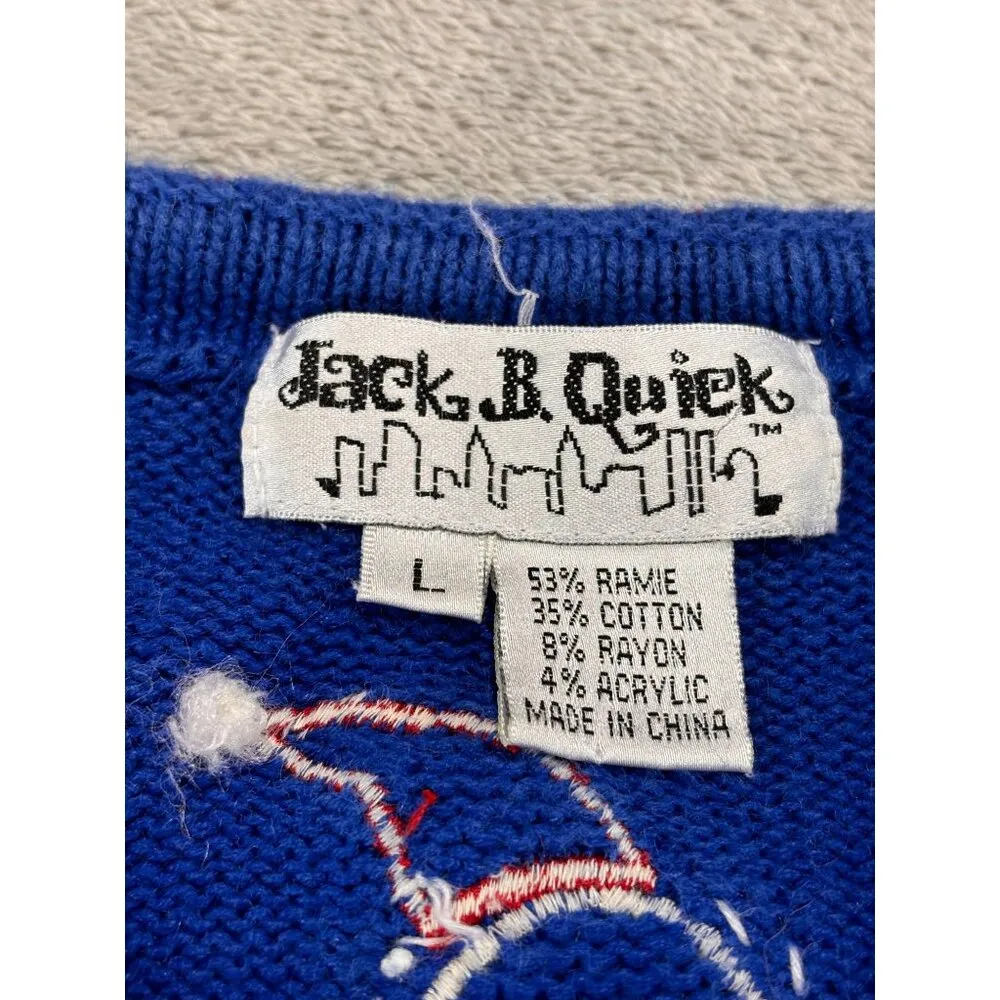 Jack B. Quick Vintage Surfing Santa Sweater Dolphins L Blue Holiday Christmas Red Size L - Image 2