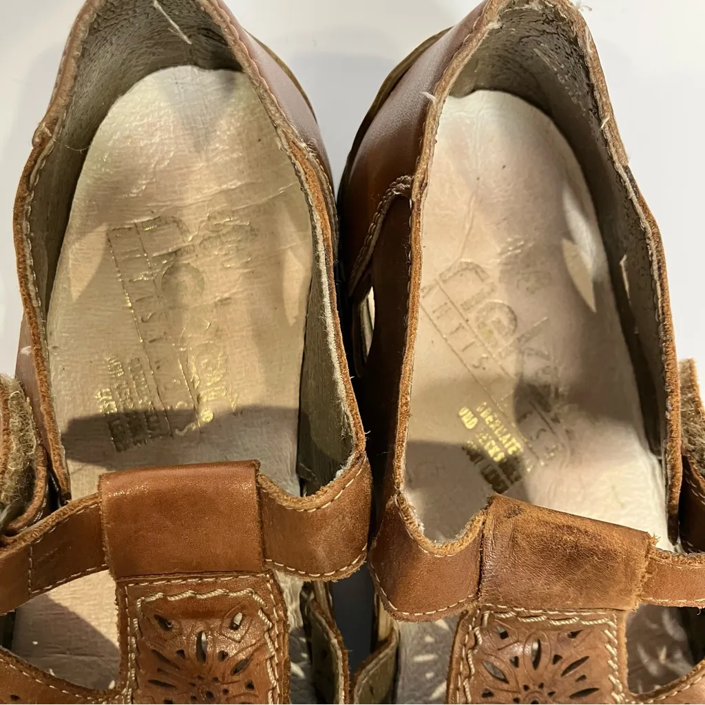 Rieker‎ brown leather shoes sandals women’s size 39 8.5 boho cottagecore casual - Image 3