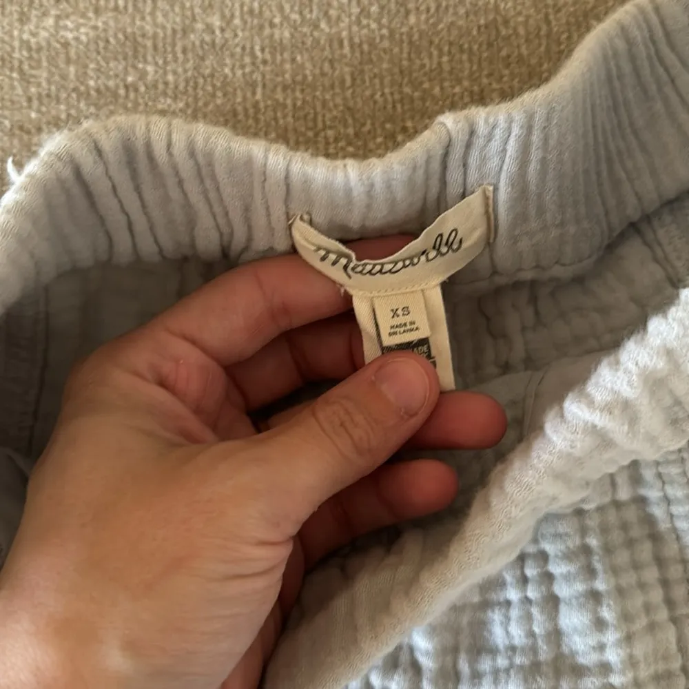 Madewell Easy Pull On Light Spun Cotton Gauze Gray Blue Shorts Pockets XS - Image 4