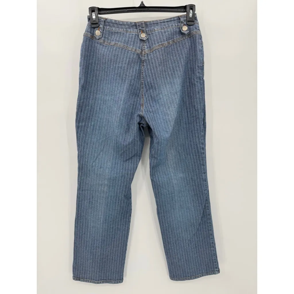 Vintage 80s Flat Back Jeans by The Blues Herringbone Denim Straight Leg Hi Rise Blue Size 12 - Image 2