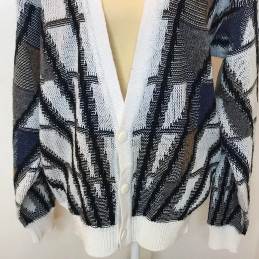 Koman oversized button up knit cardigan sweater size large Black - Image 3