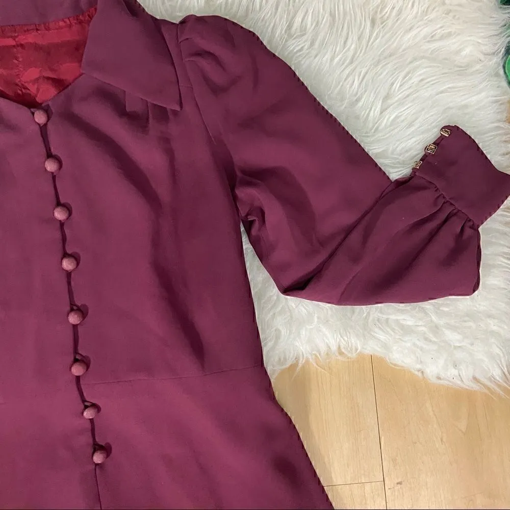 Burgundy holidays classy party cocktail long sleeves dress Red Size undefined - Image 5