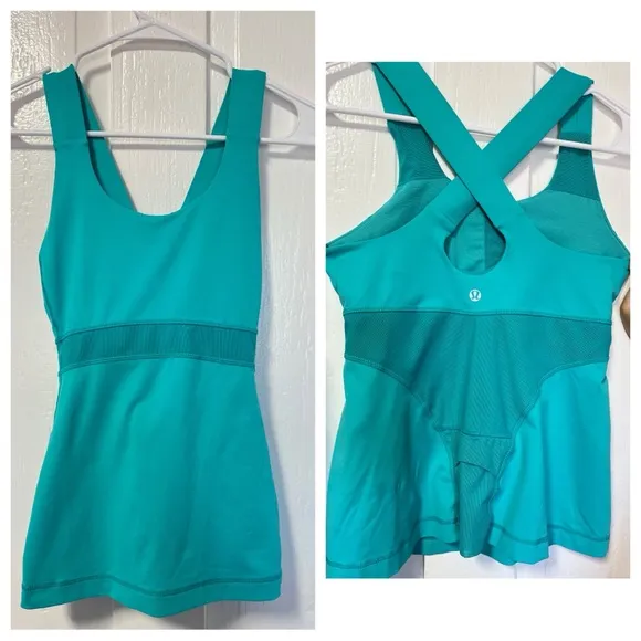 Lululemon swift mesh tank turquoise blue size 6 - Image 2