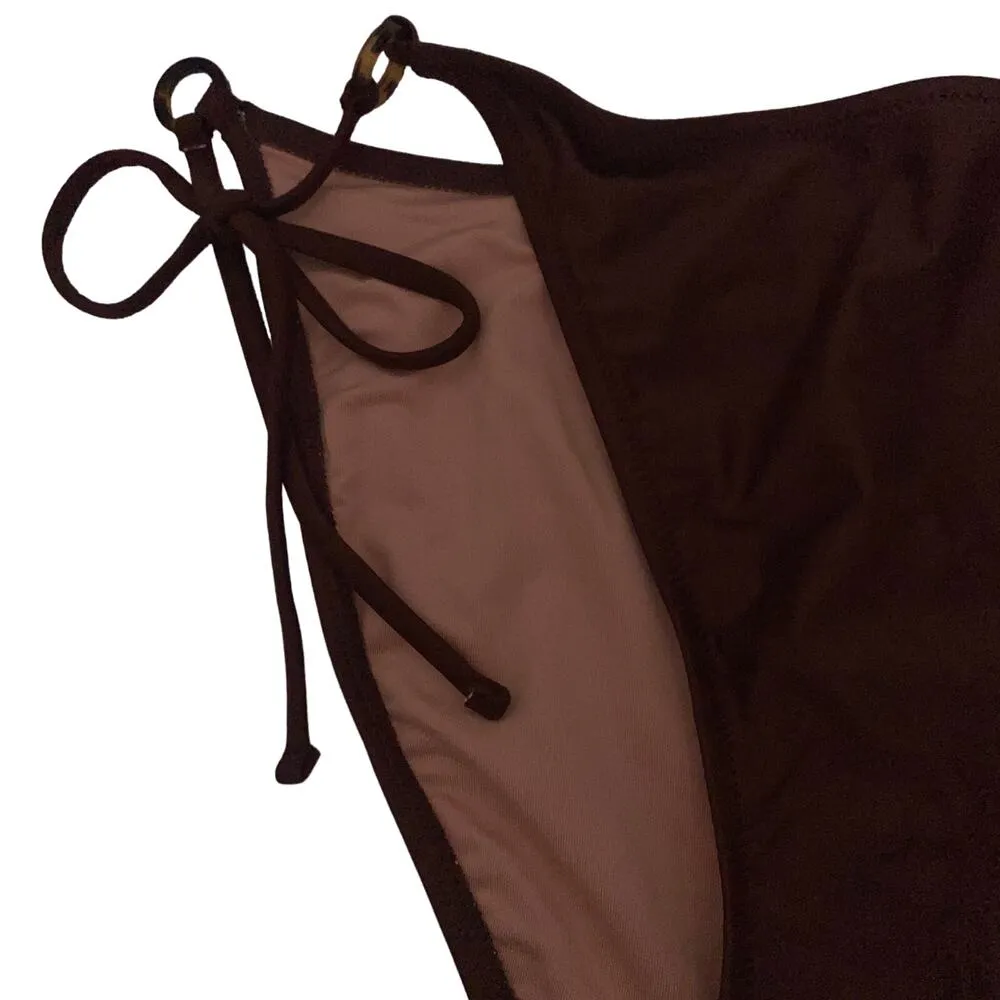 New J. Crew Brown O-Ring Cheeky String Side Tie Bikini Swim Suit Bottom Size XXL - Image 4