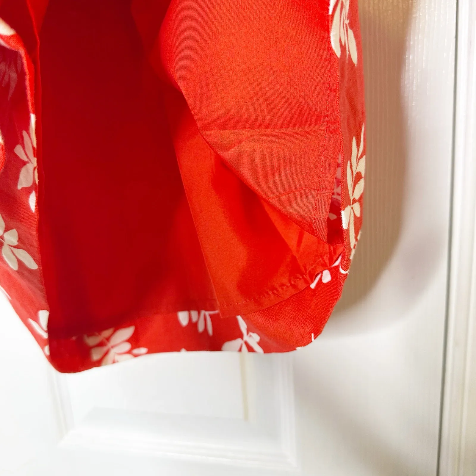 Ann‎ Taylor Linen Blend Red Leaf Print Sarong Skirt Size 6 - Image 4