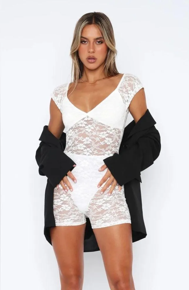 White Fox Boutique Lift Me Up Playsuit White - Image 4
