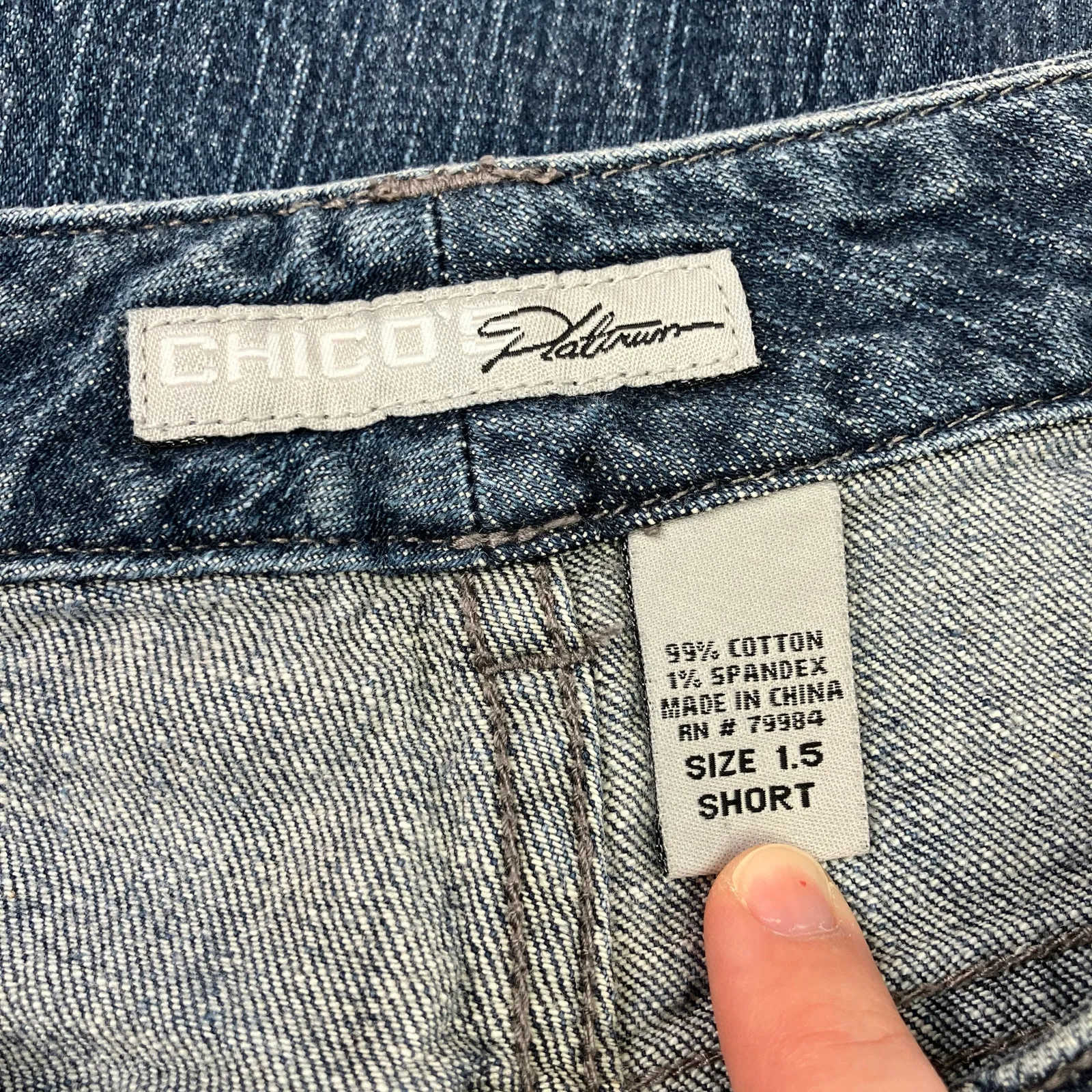 Chico's Platinum | Faded Medium Wash Jeans Straight Leg Womens 1.5 SHORT Blue Size 10 - Image 3