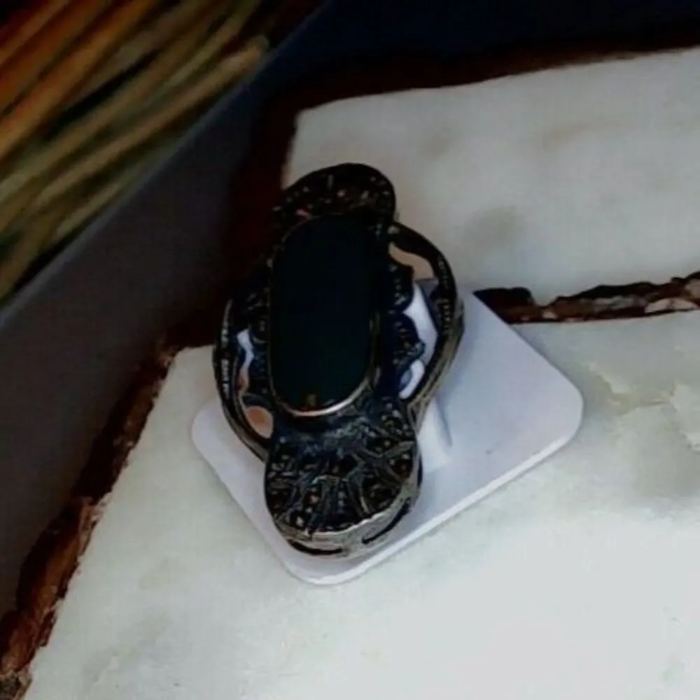 Vintage Brooch Sterling Silver Marcasite Chrysoprase Green Centerpiece Art Deco - Image 14