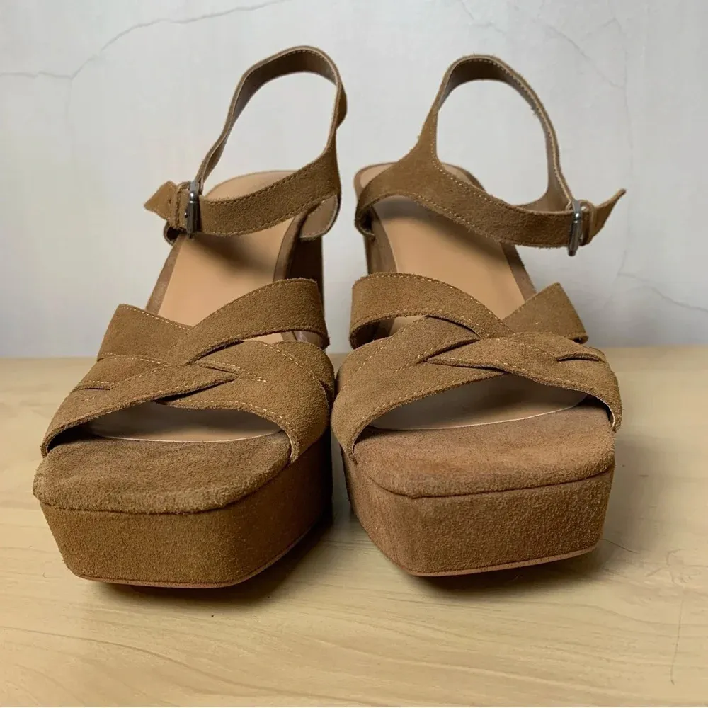 Splendid Piper Cinnamon Suede Leather Platform Strappy Sandal Chunky Block Heel - Image 3