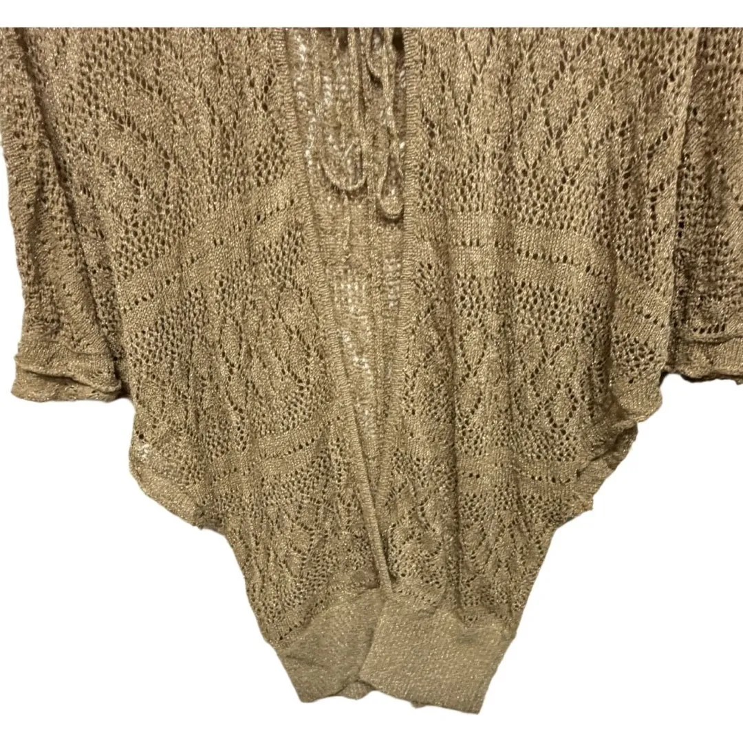 Y2K Vintage Brown Knit Poncho Style Sleeve Deep VNeck Coverup Large Boho Fairy - Image 3