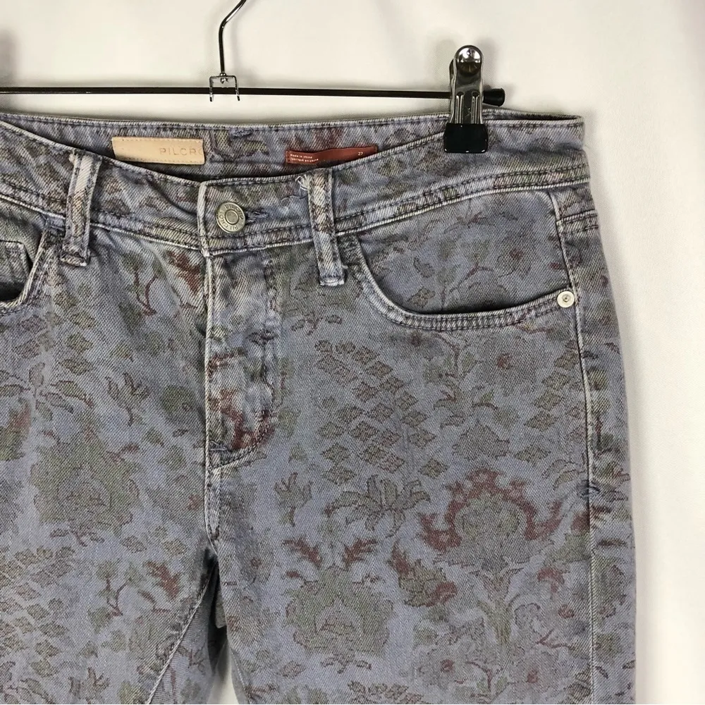 Anthropologie Pilcro Blue Floral Slim Boyfriend Straight Leg Jeans 27 - Image 5