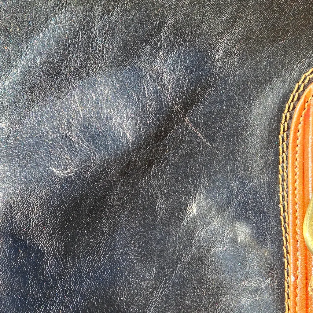 Marino Orlandi Duffle Weekender Travel Bag Italy Leather Black Brown 24x13x10" - Image 11