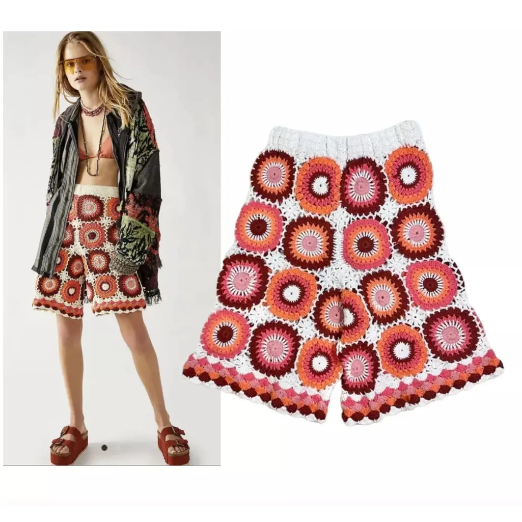 Flook x Free People Crotched‎ Francis Long Shorts in Cream Orange Size XS - Image 8