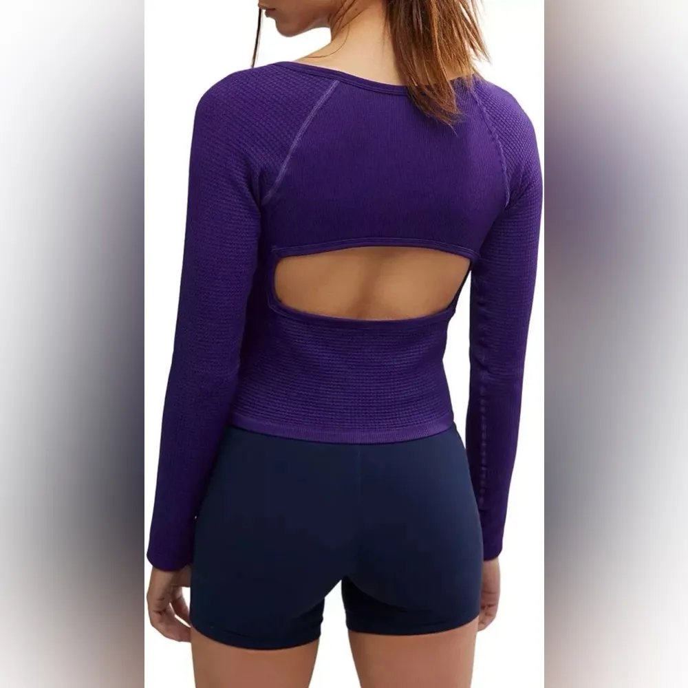 FP Movement by Free People Top Bail Out Womens M/L Layer Henley Crop Top NEW - Image 2