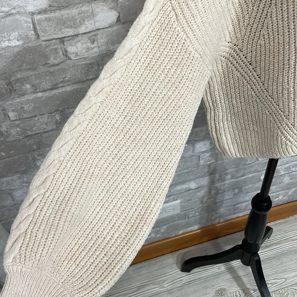 BP Cream Ribbed Cable Knit Sweater - Image 4