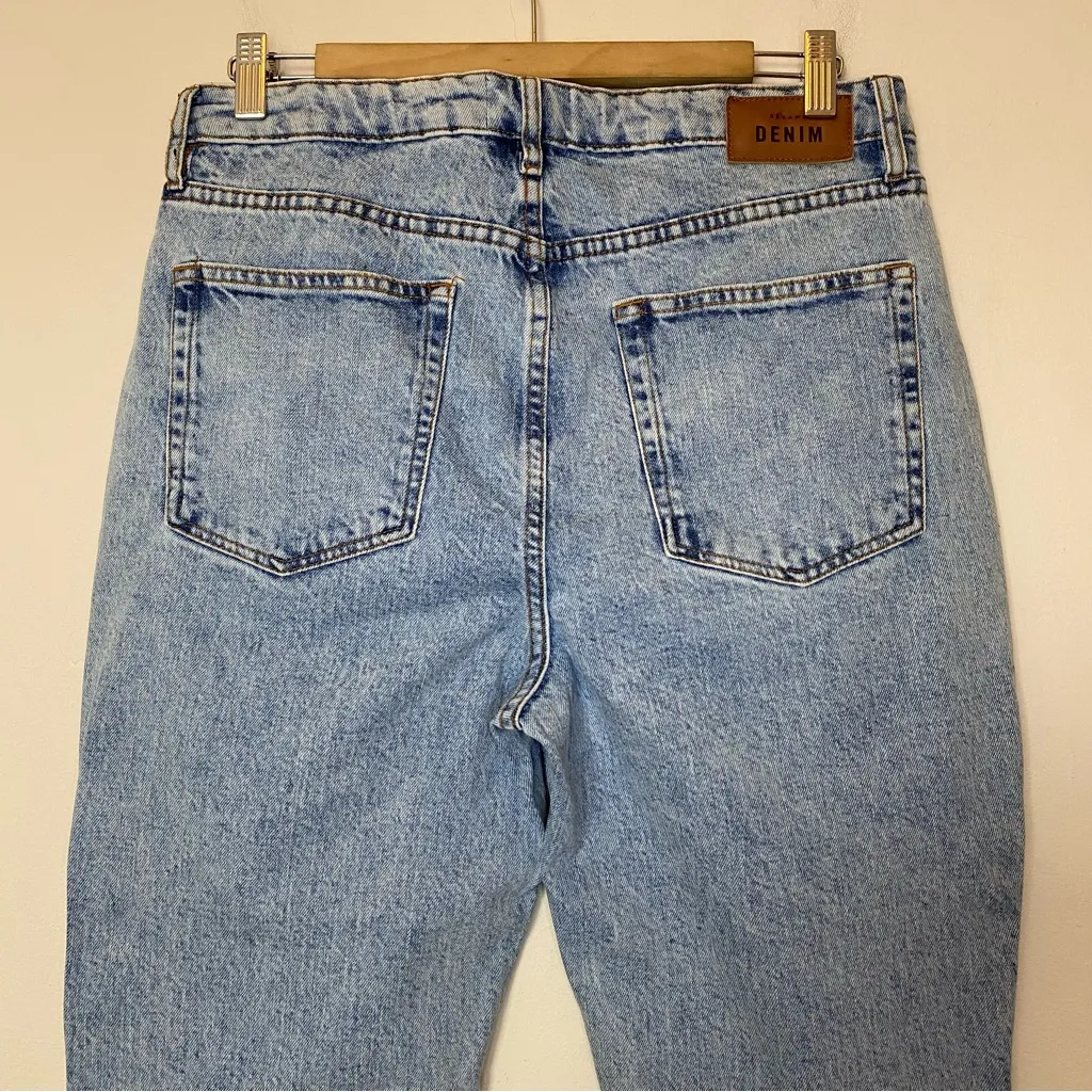 SEZANE Denim Brut Sexy Tapered Straight Leg Jeans Bleach Blue Sz 42 TALL - Image 9