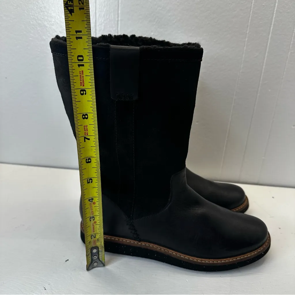 Clarks Glick Elmfield Black Leather Suede Mid Calf Winter Boots Women’s 8M EU 39 - Image 3