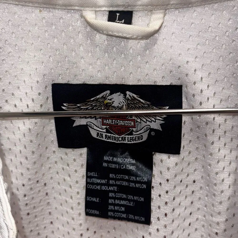 HARLEY DAVIDSON Motorcycle White Jacket Women's Size Large - Image 4
