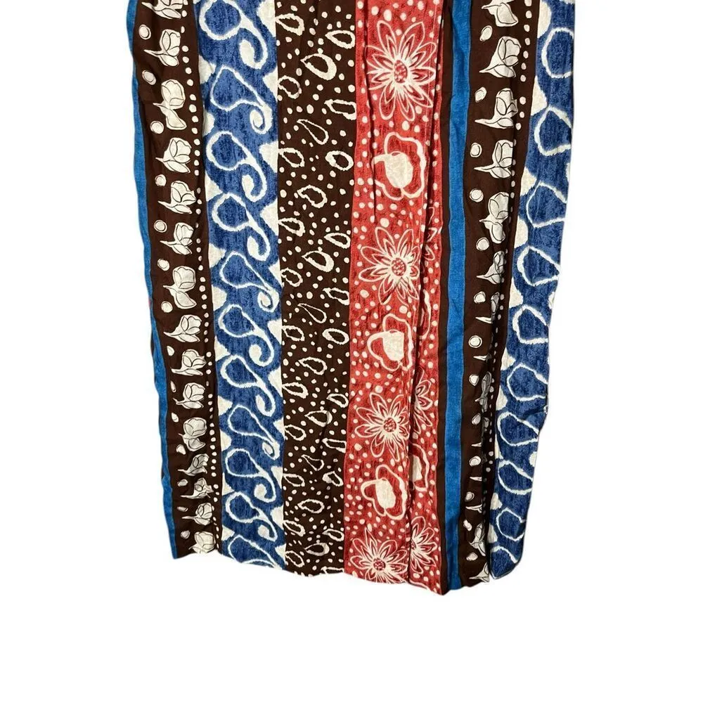 Vintage Paquette Byer California Wrap Maxi Skirt/ Beach Coverup Rayon‎ Size 1X Blue - Image 3