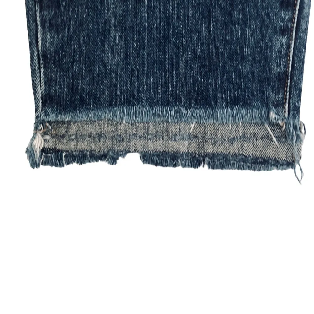 Point Sur Shoreditch Straight Leg Raw Hem Denim Jeans Patch Distressed sz 28 Blue - Image 14