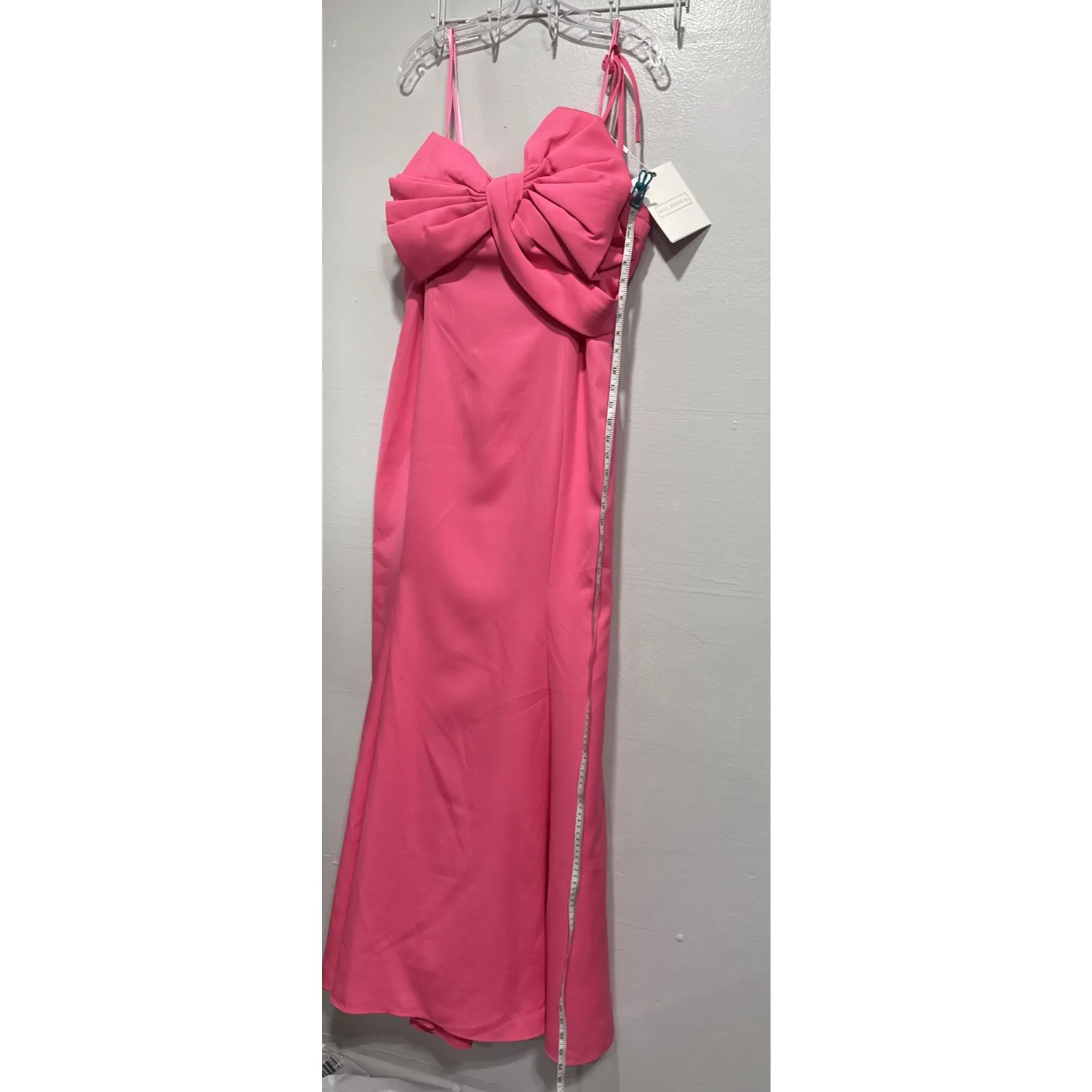 Mac Duggal Candy Pink Bow Front Strapless Crepe Gown 16W Special Occasion Party - Image 9