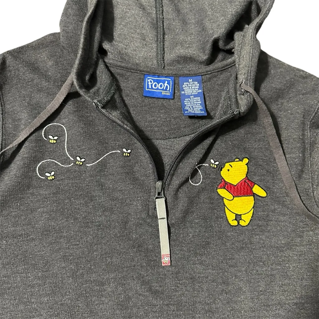 Disney Winnie The Pooh Womens 1/4‎ Zip Hooded Pullover Size Medium - Image 4