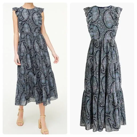 J.Crew Tiered Ruffle Paisley Maxi Dress - Image 2