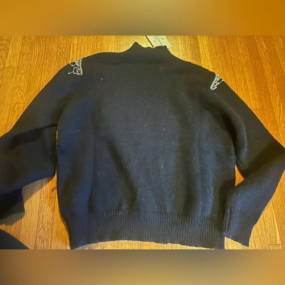 Rain & Rose Black Bejeweled Funnel Neck Sweater, Size L, NWT Size L - Image 5