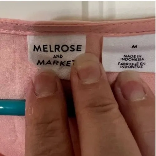 Melrose and Market Pink Rayon Short Sleeve Blouse‎ Top Size M - Image 2