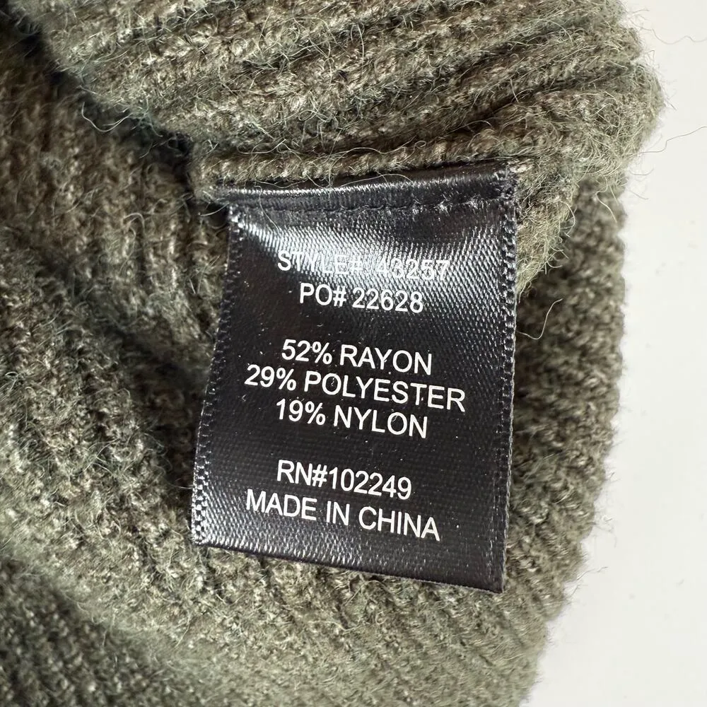 Skies are Blue Cold Shoulder Cable Knit Sweater Ribbed Olive Green Size Small - Image 6