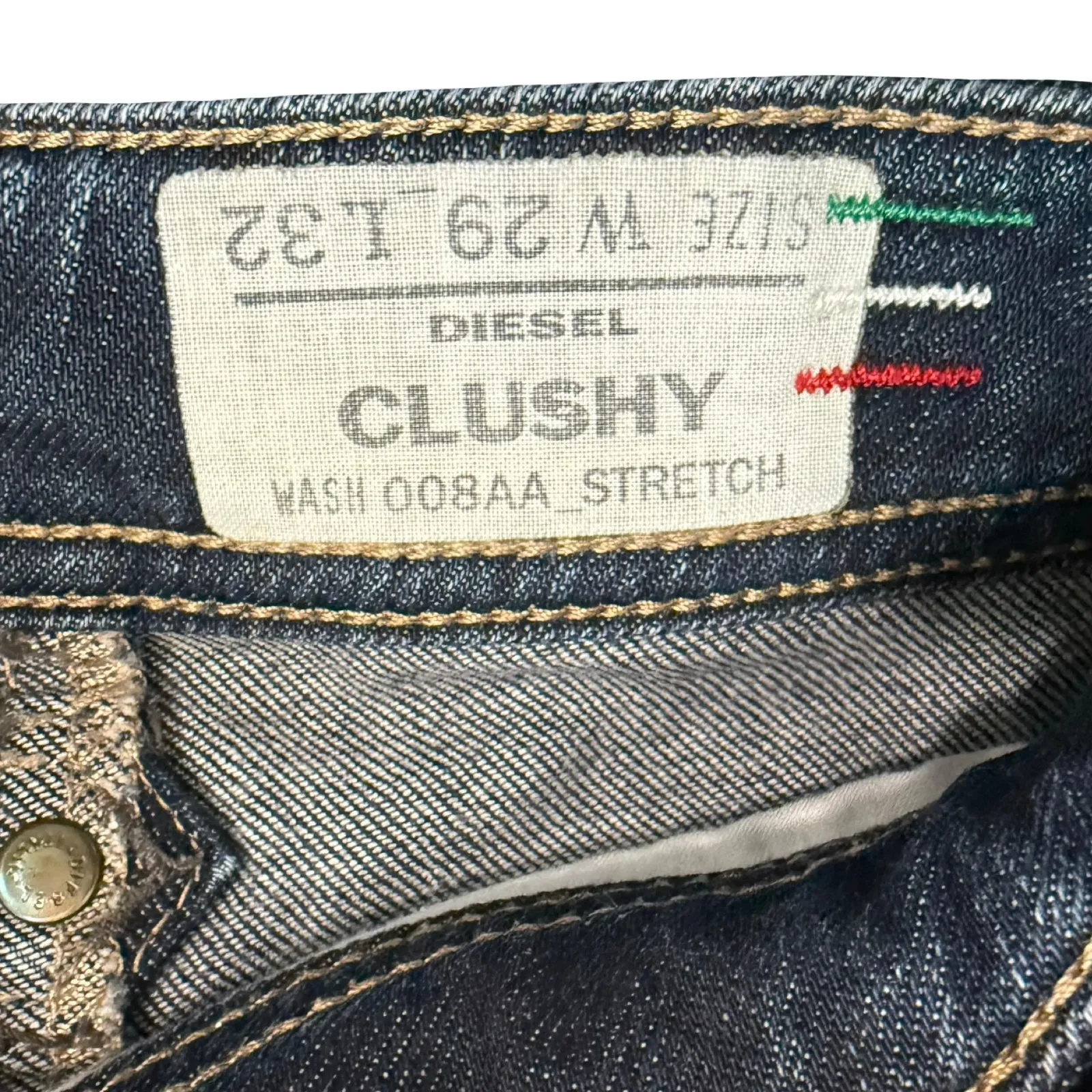 Diesel Dark Wash 008AA Stretch Clushy Back Zipper Low Rise Skinny Jeans size 29 - Image 2