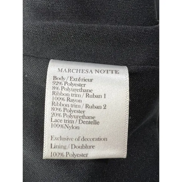 Marchesa Notte Chantilly Lace Trimmed Crepe Gown Black 12 Formal Elegant Evening - Image 9