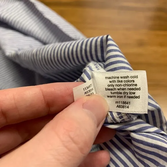 Lane Bryant Top Womens 26‎ Blue White Striped Button Down Shirt Long Sleeve Plus - Image 7