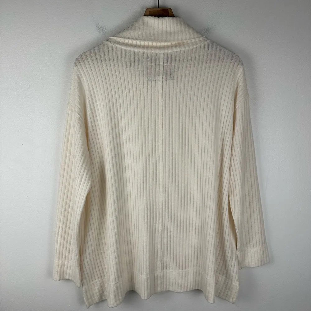 Anthropologie Vanna Cowl Neck Ribbed Sweater Ivory Long Sleeves Women’s Sz M - Image 4