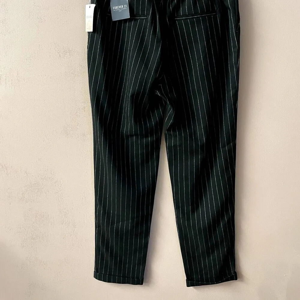 Forever 21 Black Striped High-Waisted Pants Size M NWT - Image 9