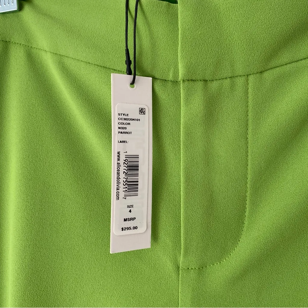 Alice + Olivia Livi Flare Leg Trousers Pants NWTs size 4 Parrot Green Lime - Image 9
