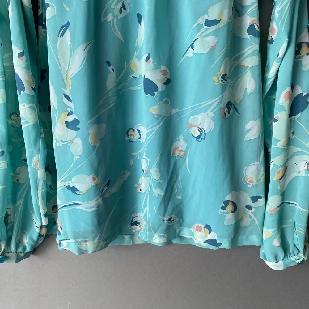 Lauren Conrad sz XS blue floral‎ blouse - Image 10