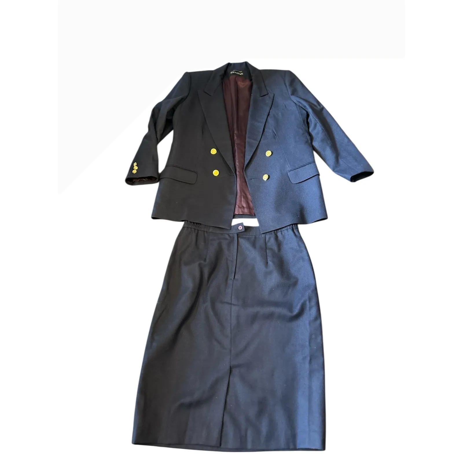 Vintage Giorgio Sant Angelo Black Wool Blazer Skirt Suit Set Double Breasted Size 14 - Image 13