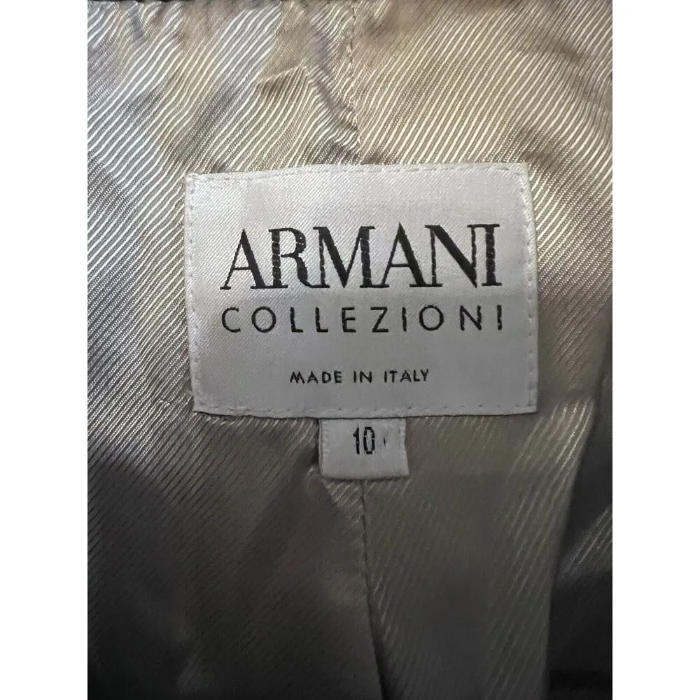 Vintage Giorgio Armani Collezioni Herringbone Blazer 100% Wool Women Sz 10 - Image 2