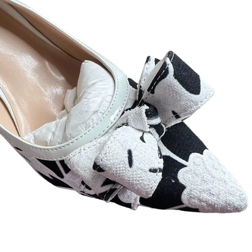 Pum Claudette romanticWhite shoes femine pointed toe strap floral embellished 12 Black - Image 7