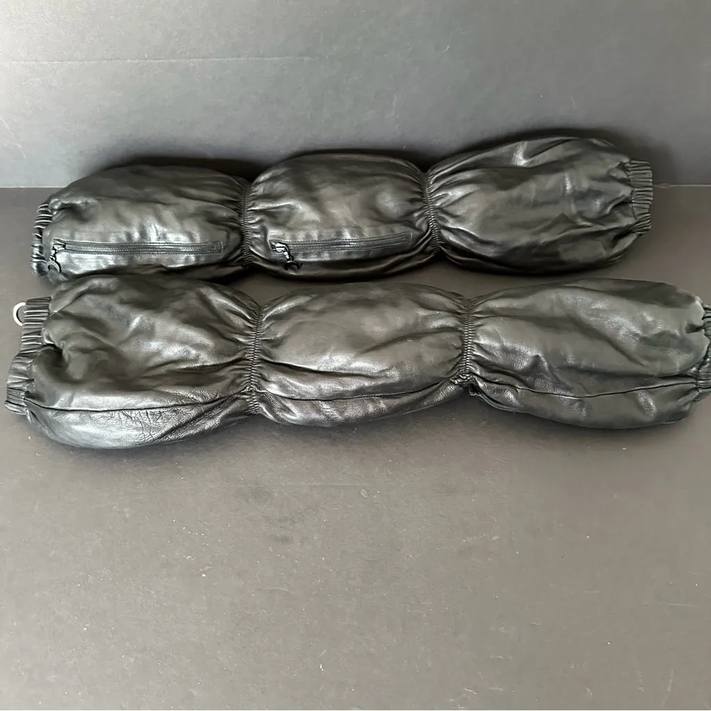 Marine Serre Black Multipocket Padded Leather Sleeves Set of 2 - Image 6