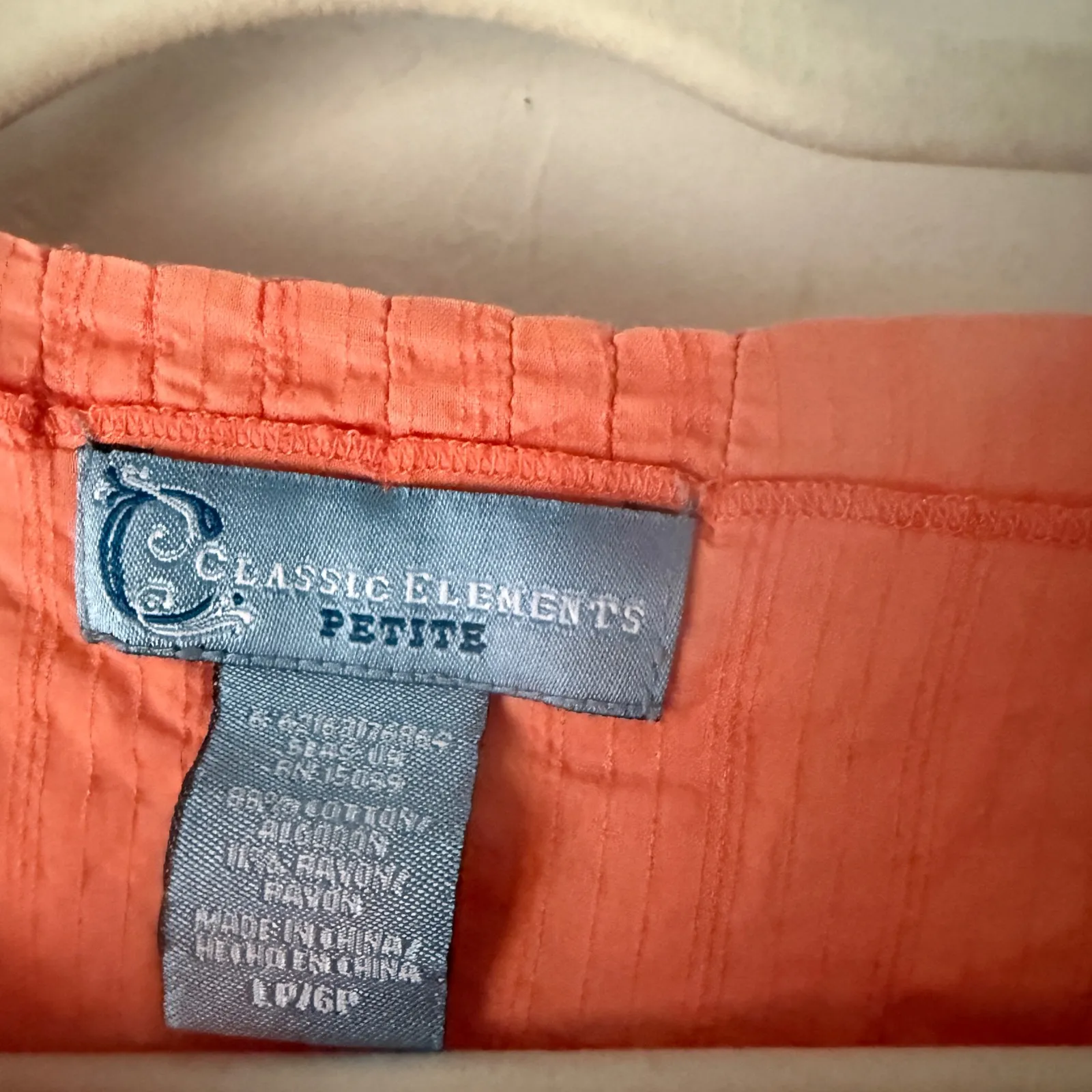 Classic Elements Petite Coral Pleated Pintuck Cotton Feminine Top L Peasant - Image 4