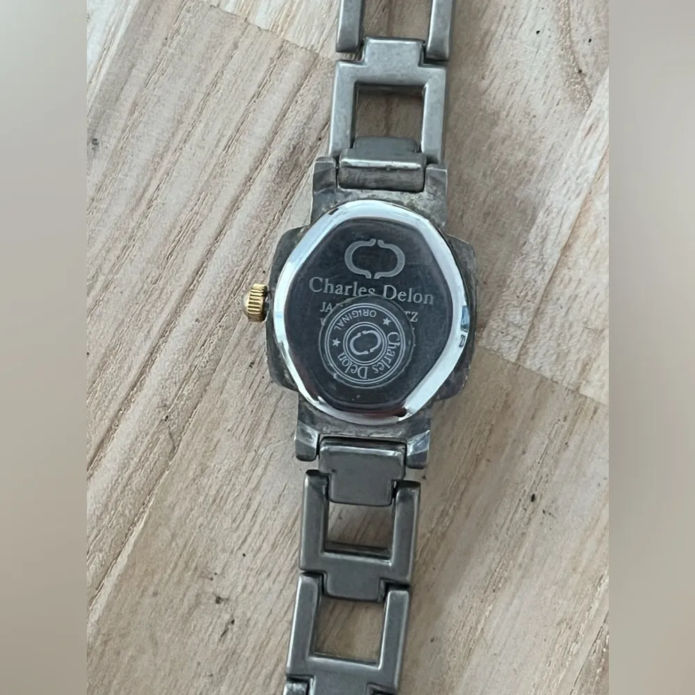 Charles Delon Vintage Ladies Watch Black Dial Stainless Bracelet Beveled Crystal Silver - Image 9