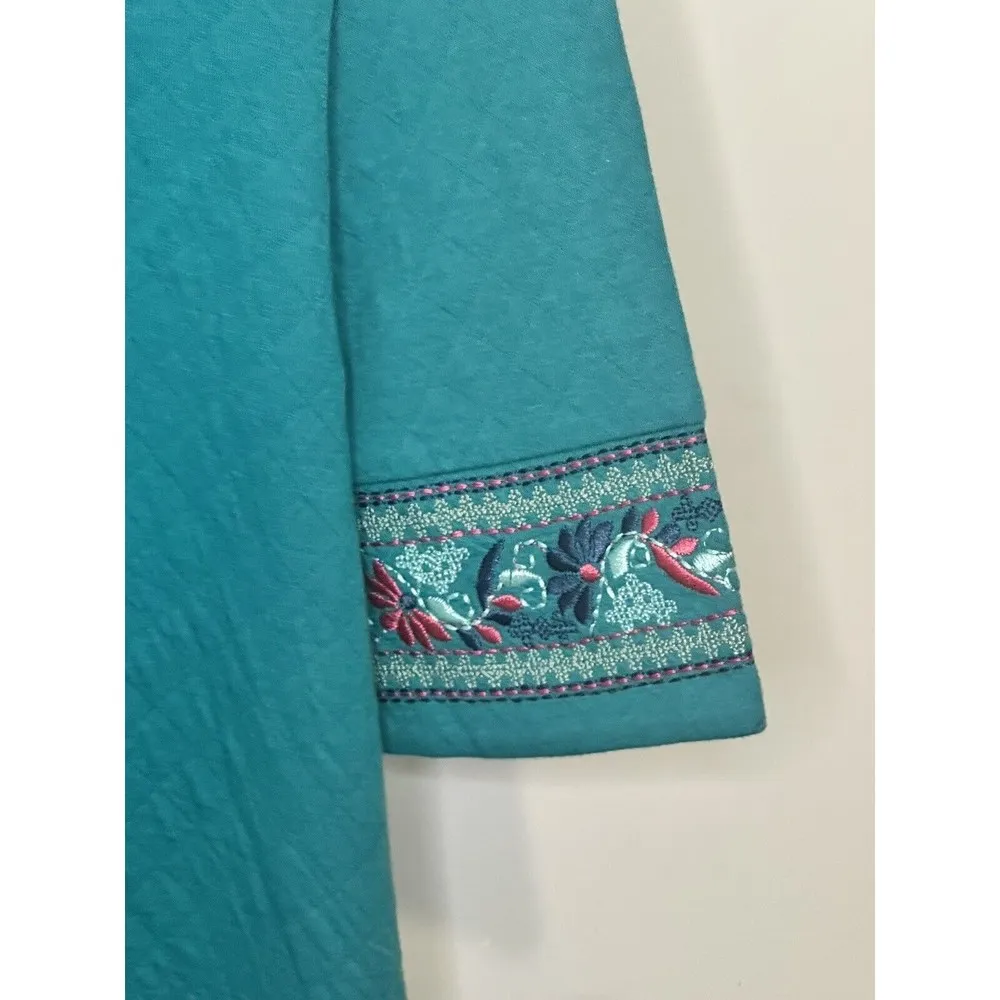 Soft Surroundings Zalamaya Tunic Top Sailing Green XS Embroidered Shirt NEW - Image 8